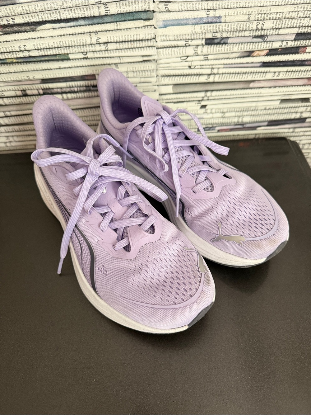 Puma Women’s Nitro Lavender Lace-Up Running Sneakers with Silver Accents